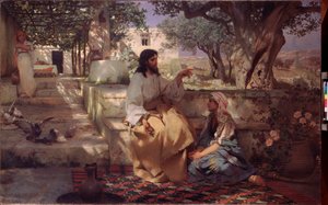 Christus im Hause von Martha und Maria. Gemälde von Henryk Siemiradzki (1843-1902), Öl auf Leinwand
