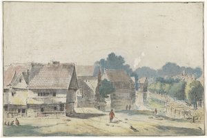 Ansicht in einem Dorf mit Fachwerkhäusern