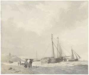 Ansicht des Strandes bei Scheveningen von Hendrikus van de Sande Bakhuyzen