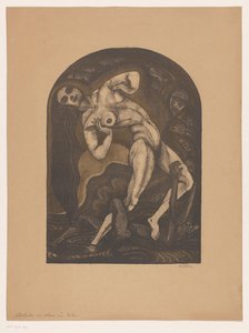 Nackte Frau stehend auf liegendem Mann (Illustration für Nana von Zola) von Henk Schilling