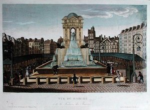 Ansicht des Marché des Innocents, graviert von Eugene Dubois, ca. 1815-20