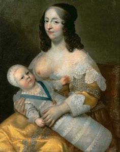 Louis XIV als Säugling mit seiner Amme Longuet de La Giraudière von Henri Beaubrun