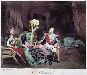Une protectrice - in Esquisses parisiennes von Henri Monnier, ed. Delpech, Paris von Henri Bonaventure Monnier