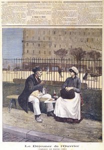 Das Mittagessen der Arbeiter, aus Le Petit Journal, 1891