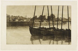 Boote im Trockendock, Dieppe von Henri Charles Guérard