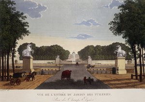 Eingang des Tuileriengartens, Ansicht der Champs-Elysées, ca. 1820 - in „Vues de Paris“ von Courvoisier