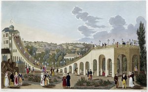 Blick auf die Berge von Belleville, um 1820 - in „Vues de Paris“ von Courvoisier