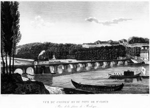 Ansicht des Schlosses und der Brücke von Saint-Cloud von Henri Courvoisier Voisin