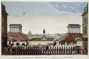 Ansicht des Durchzugs des Gefolges seiner Majestät Ludwig XVIII. am 3. Mai