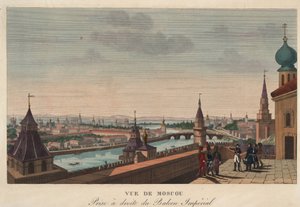 Blick auf Moskau vom Balkon des Kaiserpalastes, Russland. Gravur von Henri Courvoisier-Voisin (1757-1830) - 1812 von Henri Courvoisier Voisin