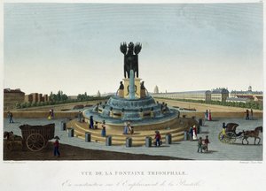 Ansicht des triumphalen Brunnens an der Bastille - in „Vues de Paris“ von Courvoisier