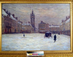 Der Paradeplatz in Douai im Schnee von Henri Duhem