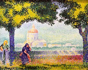 Ansicht der Kirche Santa Maria degli Angeli bei Assisi, 1909