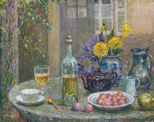 Gelbe Dahlien von Henri Eugene Augustin Le Sidaner