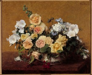 Blumenstrauß Gemälde von Henri Fantin Latour von Ignace Henri Jean Fantin Latour