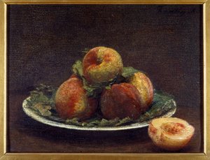 Ein Teller mit Pfirsichen von Ignace Henri Jean Fantin Latour