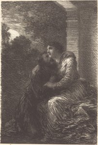 Liebesszene aus Akt III von "Lohengrin" von Ignace Henri Jean Fantin Latour
