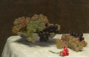 Stillleben mit Trauben und Nelke von Ignace Henri Jean Fantin Latour