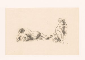 Studienblatt mit zwei nackten Frauen von Ignace Henri Jean Fantin Latour