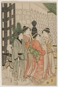 Junger Mann und Frauen auf der Tokiwa-Brücke