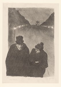 Mann und Frau abends auf der Straße von Henri Gabriel Ibels (attributed to)