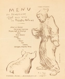 Menü des Weihnachtsabends, angeboten den Freunden des Théâtre Antoine