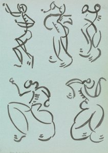 Fünf Studien von tanzenden Figuren von Henri Gaudier Brzeska