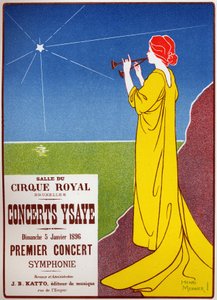 Musik. Ysaye-Konzerte in Brüssel. Plakat von H. Meunier, Belgien