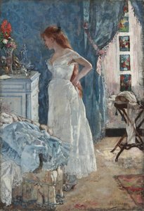 "Die Toilette" Junges Mädchen im Negligé