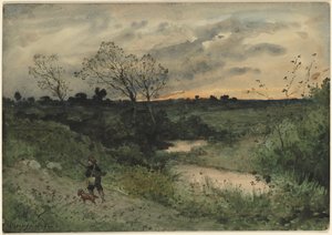 Morgendämmerung - Jäger mit Hund, 1882