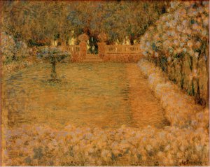 Der weiße Garten in der Dämmerung von Gerberoy von Henri Le Sidaner