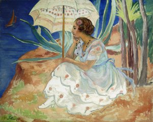 Junge Frau mit einem Regenschirm, Saint Maxime, ca. 1918