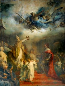 Papst Leo III. krönt Karl den Großen zum Kaiser des Westens in St. Peter von Rom im Jahr 800 am Weihnachtstag