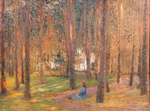 Ein Spaziergänger, der im Wald sitzt, ca. 1890 von Henri Martin
