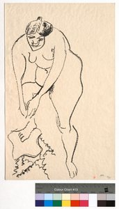 Akt mit dem rechten Fuß auf einem Hocker von Henri Matisse