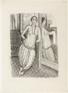 Odaliske in gestreiften Hosen, im Spiegel reflektiert von Henri Matisse