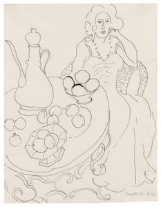 Sitzende Frau vor einem Serviertisch von Henri Matisse