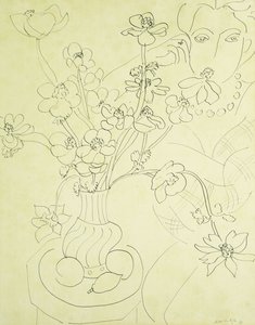 Studie für Anemonen und Frau, Harmonie in Blau von Henri Matisse