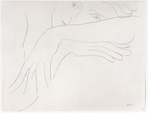 Studie eines Modells, das sich auf die Rückenlehne eines Stuhls lehnt von Henri Matisse