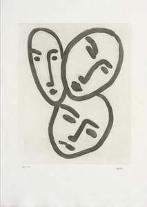 Drei Köpfe; An die Freundschaft: Masken von Apollinaire, Matisse und Rouveyre von Henri Matisse