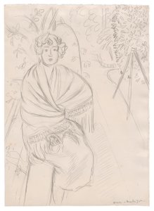 Frau mit einem Schal im Garten von Henri Matisse