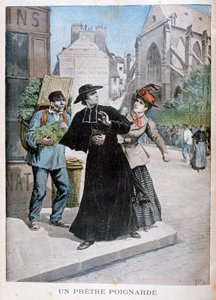Ein katholischer Priester wird von einer Frau auf der Straße erstochen, Frankreich von Henri Meyer