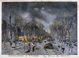 Ein Zyklon in Paris, Place du Châtelet, 1896 von Henri Meyer