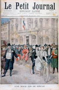 Eine Hochzeit auf einem Fahrrad, Frankreich, 1897