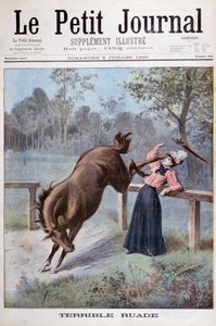 Eine junge Frau wird von einem Pferd getreten, 1898