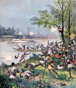 Angriff auf die Dorfbewohner von Dahomey durch die Franzosen von Henri Meyer
