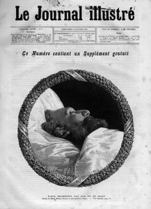 Tod von Leon Gambetta (1838-1882) französischer Politiker - Leon Gambetta auf seinem Sterbebett in „The Illustrous Journal“ von 1883 - Zeichnung von Henri Meyer (1844-1899) von Henri Meyer