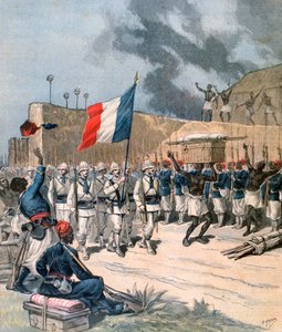 Einzug der französischen Armee in Abomey, Dahomey, Afrika, 1892 von Henri Meyer