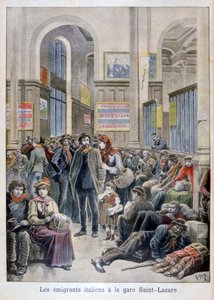 Italienische Auswanderer am Gare Saint-Lazare, Paris, 1896