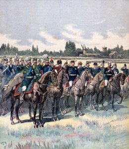 Militärparade mit General Saussier und ausländischen Militärattachés, 14. Juli 1891 von Henri Meyer
